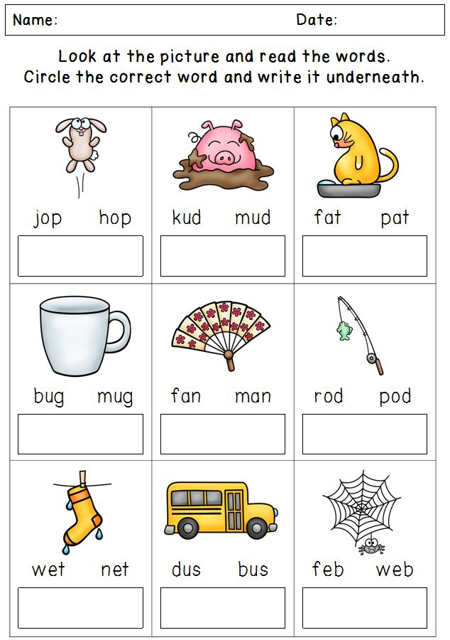 20 Phonics Reading Worksheets For Kindergarten