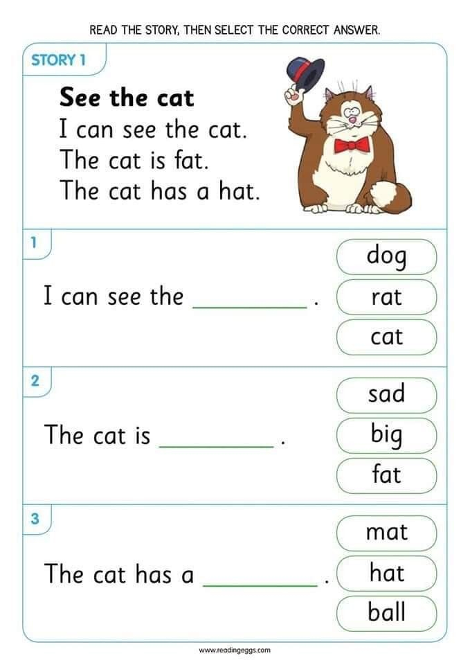 20 Phonics Reading Worksheets For Kindergarten