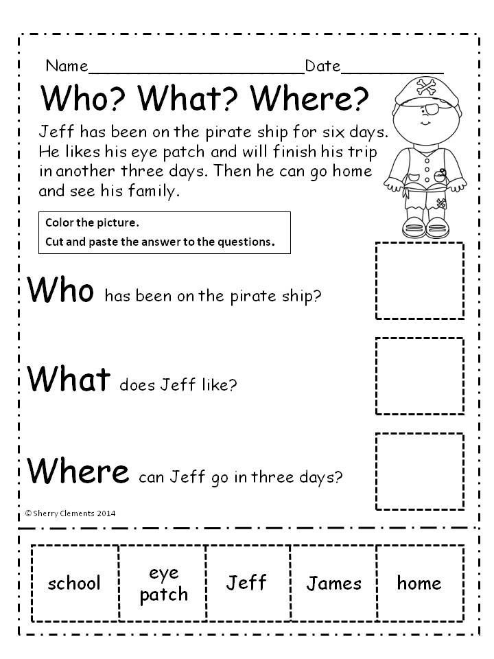 20 Reading Comprehension Worksheets Cut And Paste