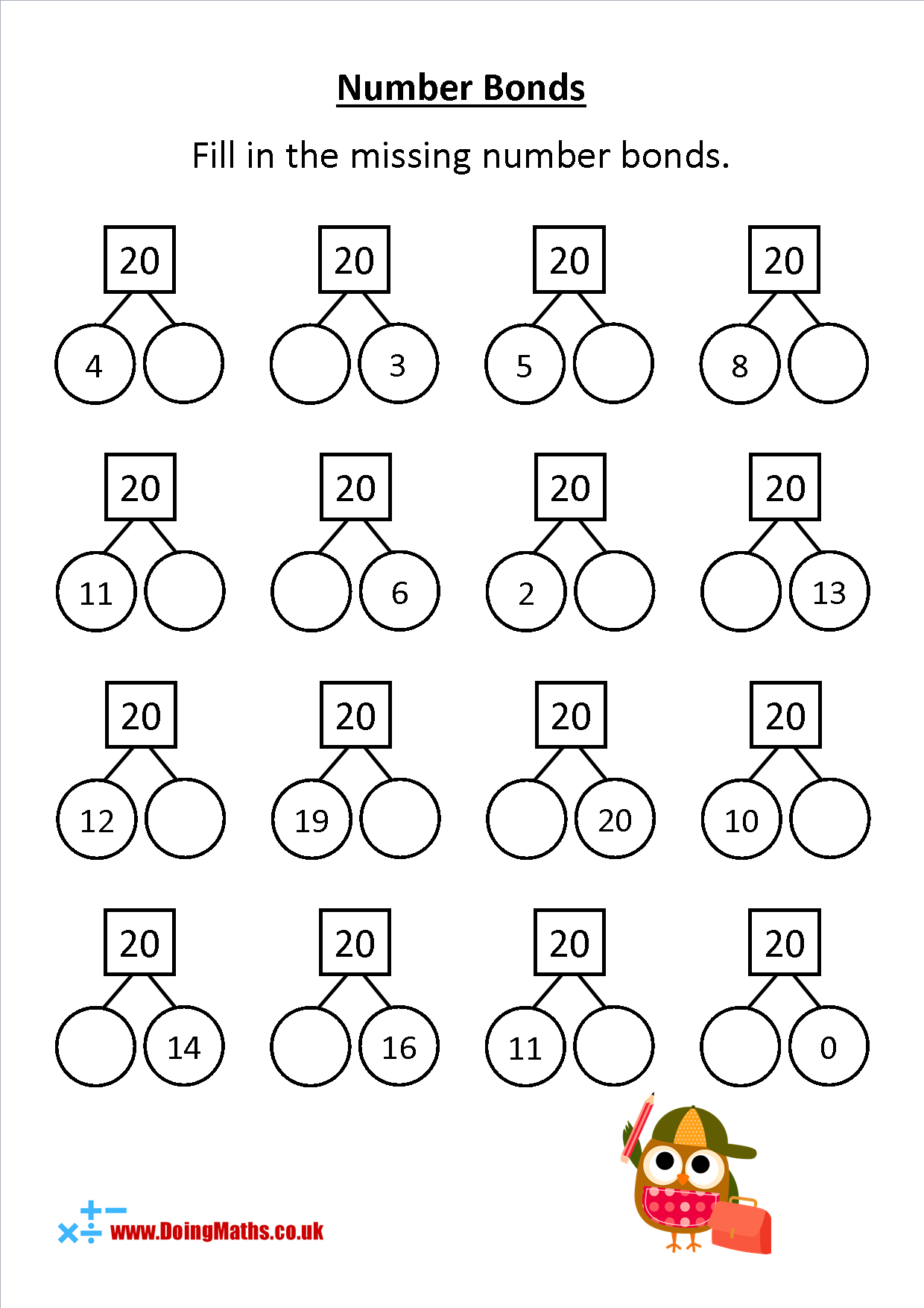 35 Number bonds worksheets to 20 free Download