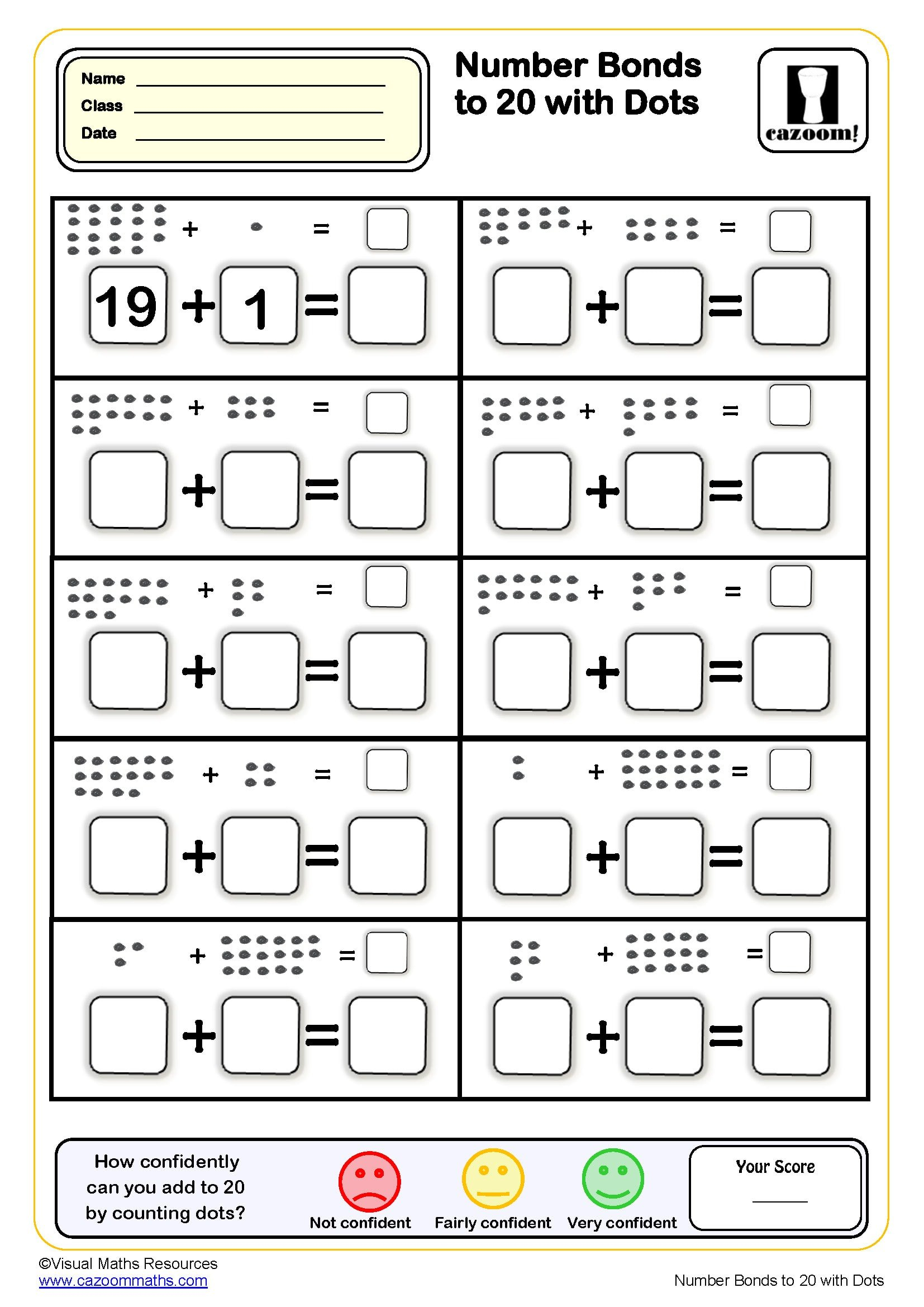 35 Number bonds worksheets to 20 free Free