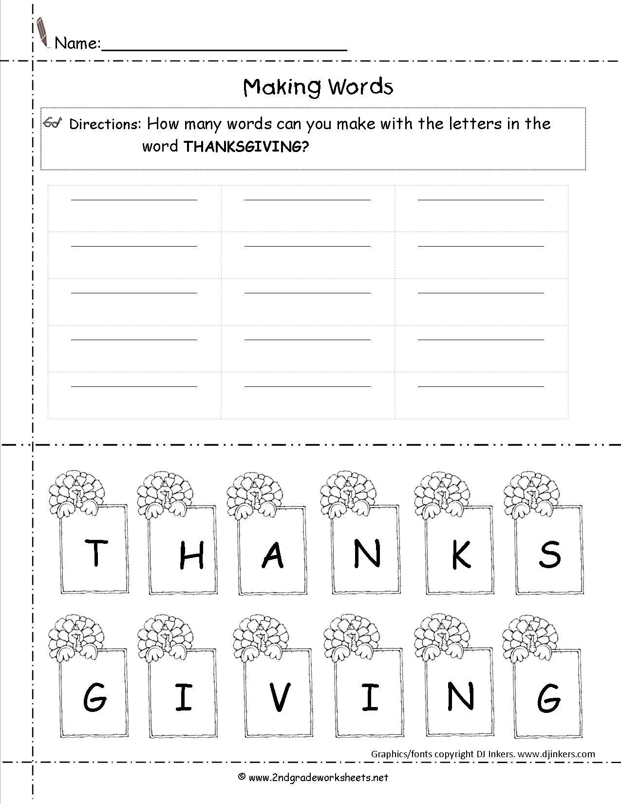 21 1St Grade Worksheets Thanksgiving