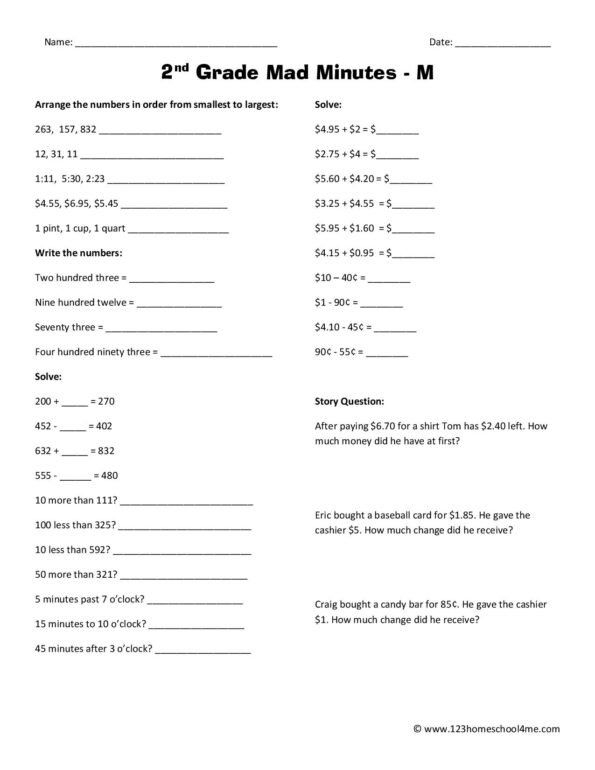 21 2Nd Grade Math Worksheets