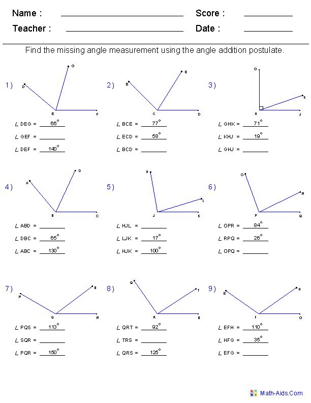 21 4Th Grade Math Worksheets Angles