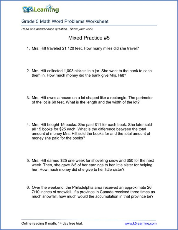 21 5Th Grade Multiplication Worksheets Word Problems