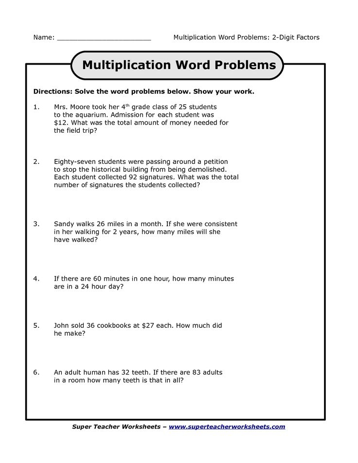 21 5Th Grade Multiplication Worksheets Word Problems