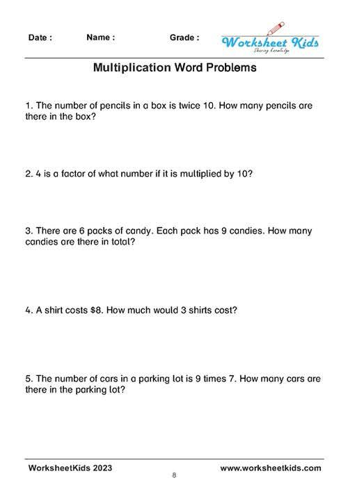 21 5Th Grade Multiplication Worksheets Word Problems