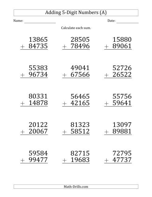 21 Addition Worksheets 6 Digit