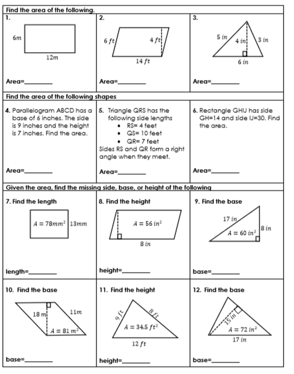 21 Area And Perimeter Worksheets