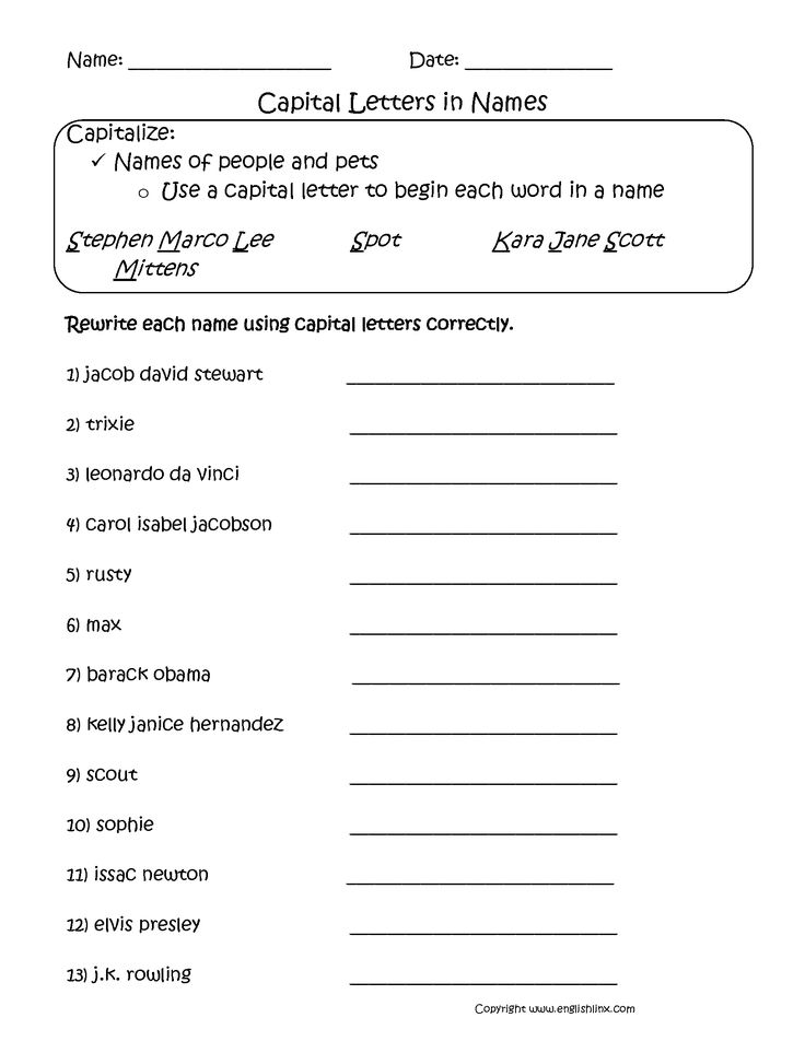 21 Capital Letters Worksheets 2Nd Grade