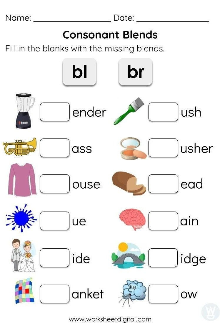 21 Consonant Blends Worksheets Kindergarten