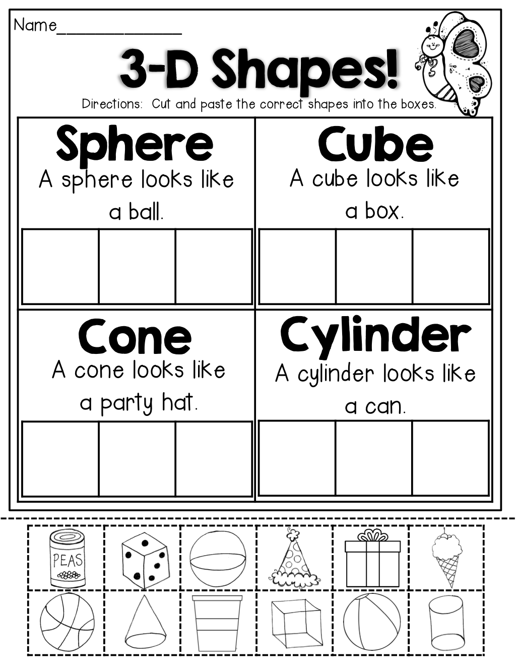 21 Cut And Paste Worksheets 3D
