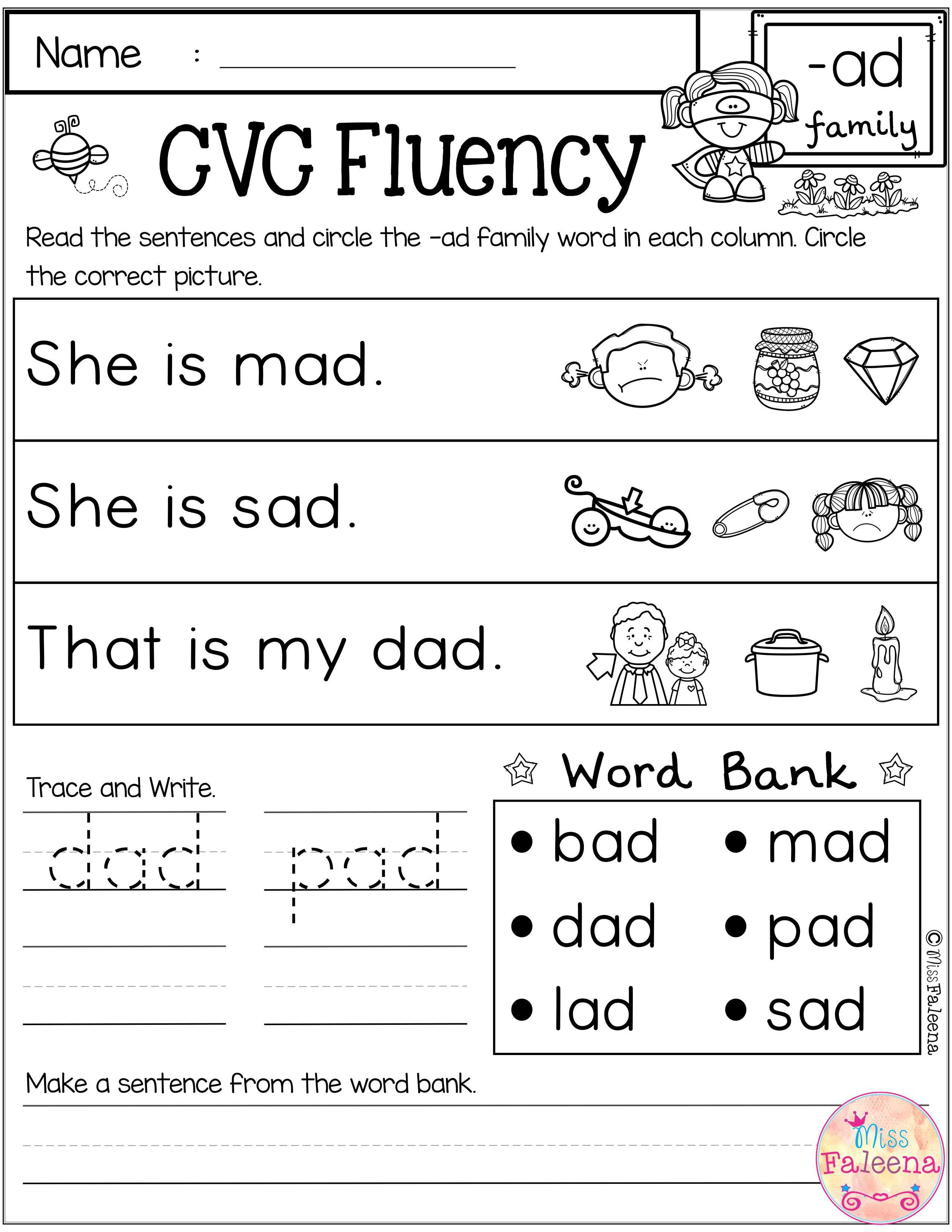 21 Cvc At Word Worksheets For Kindergarten