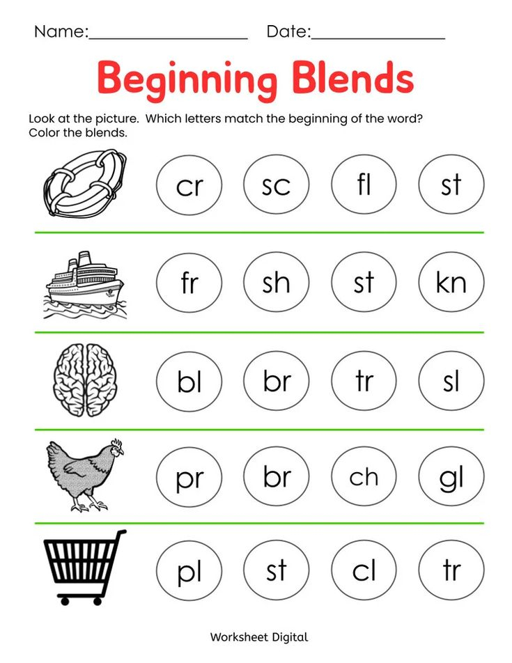 21 English Blends Worksheets For Kindergarten