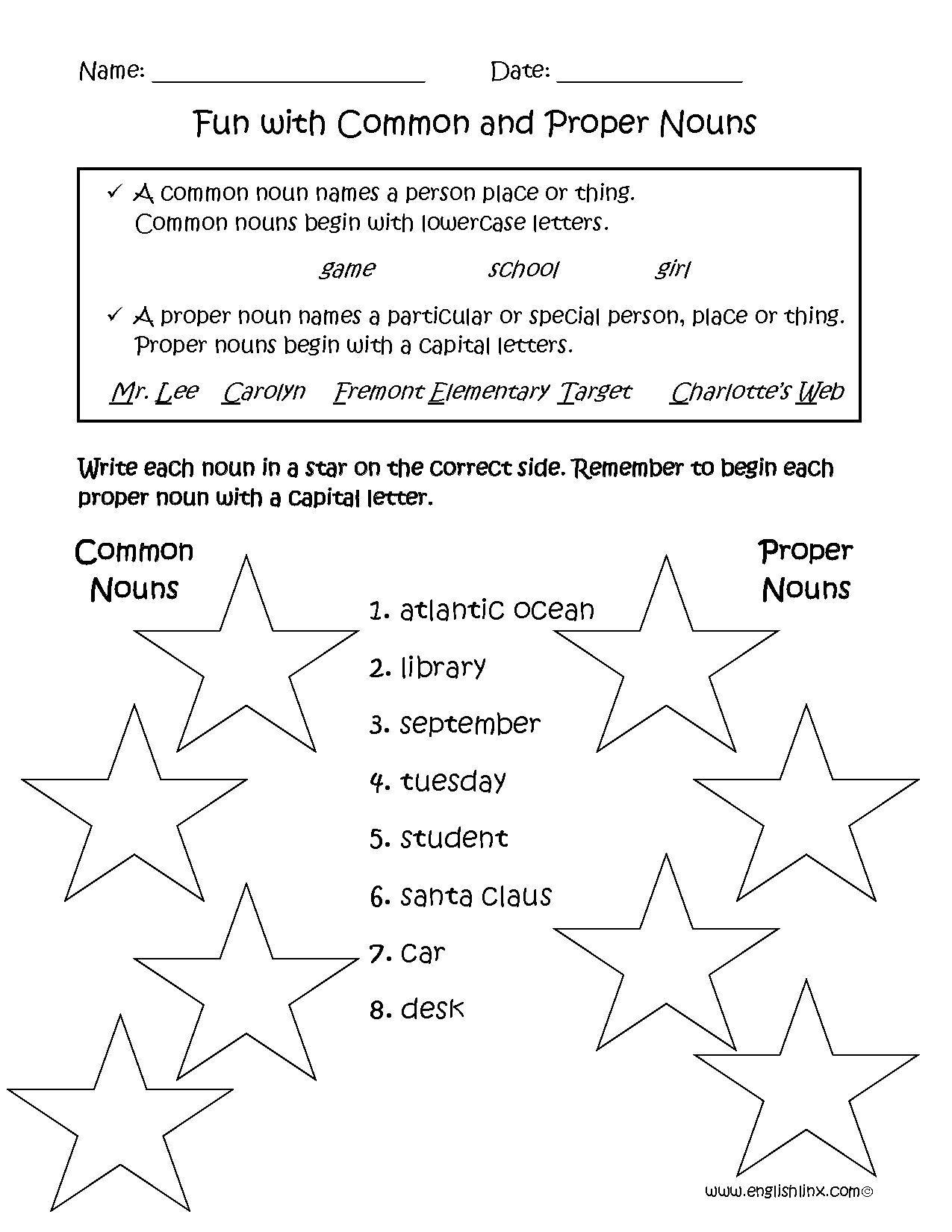 21 English Worksheets For Grade 1 Noun