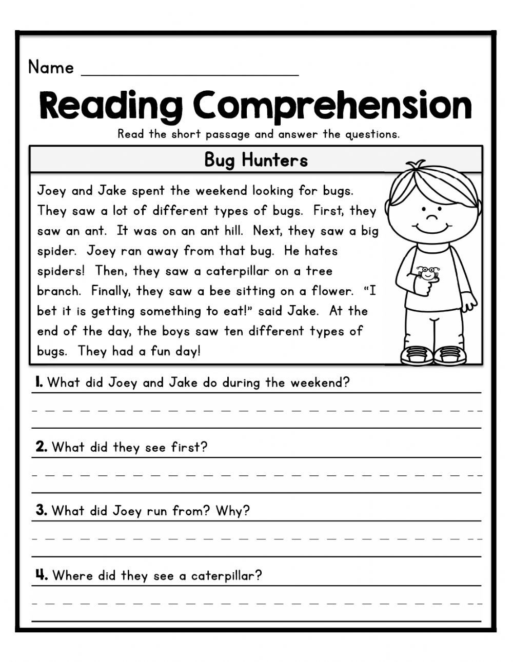 21 Free Reading Comprehension Worksheets 1St Grade