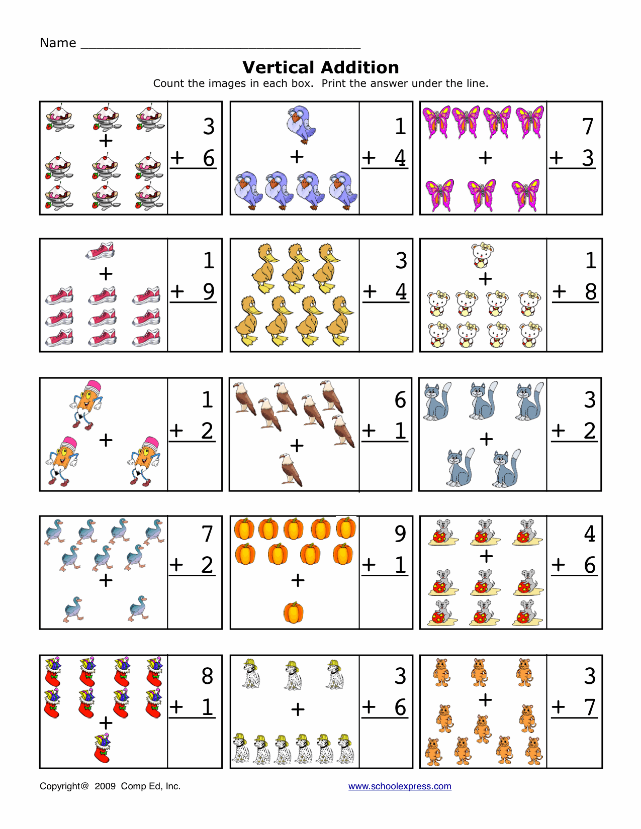 21 Horizontal Addition Worksheets Grade 2