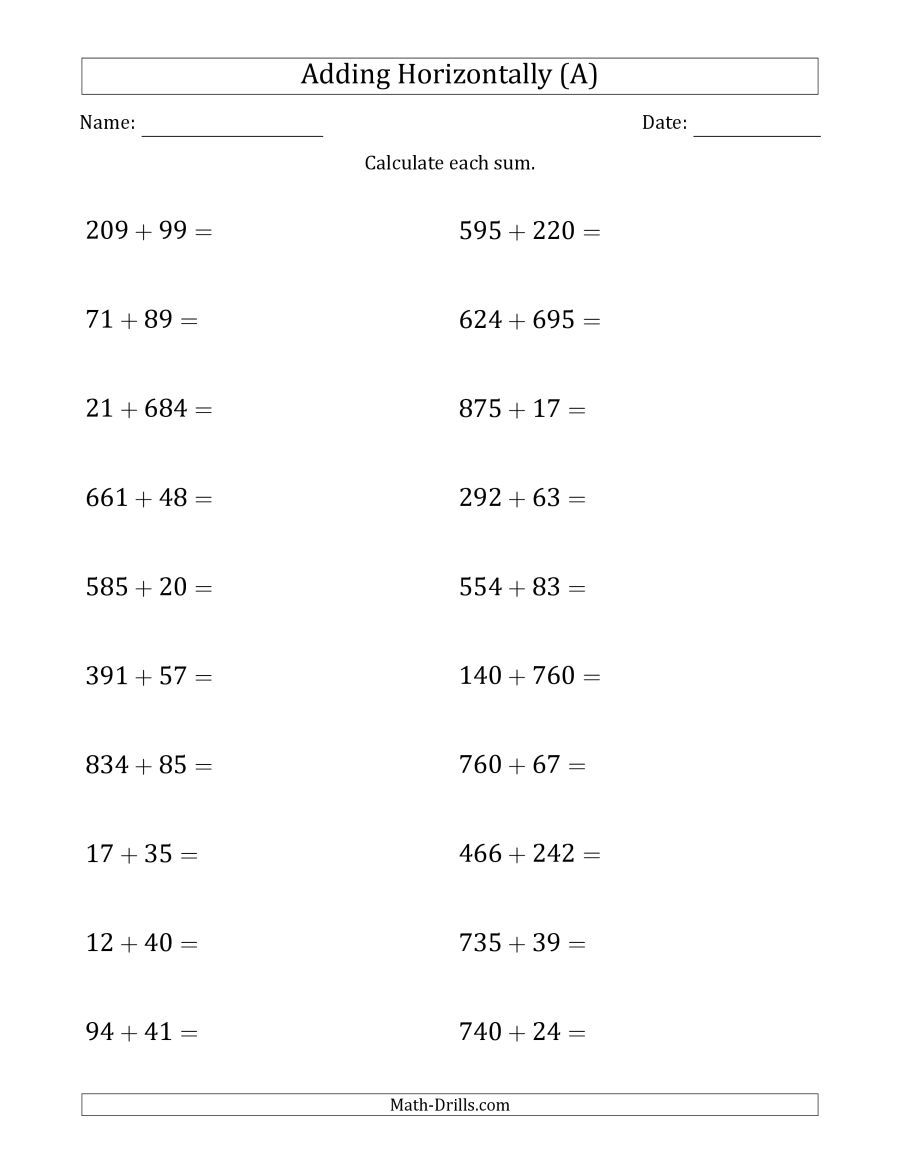 21 Long Addition Worksheets 4Th Grade