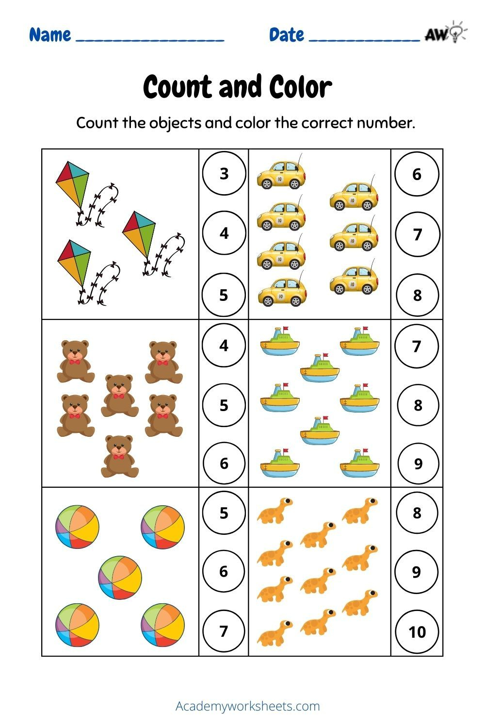 21 Math Kindergarten Worksheets 1-5