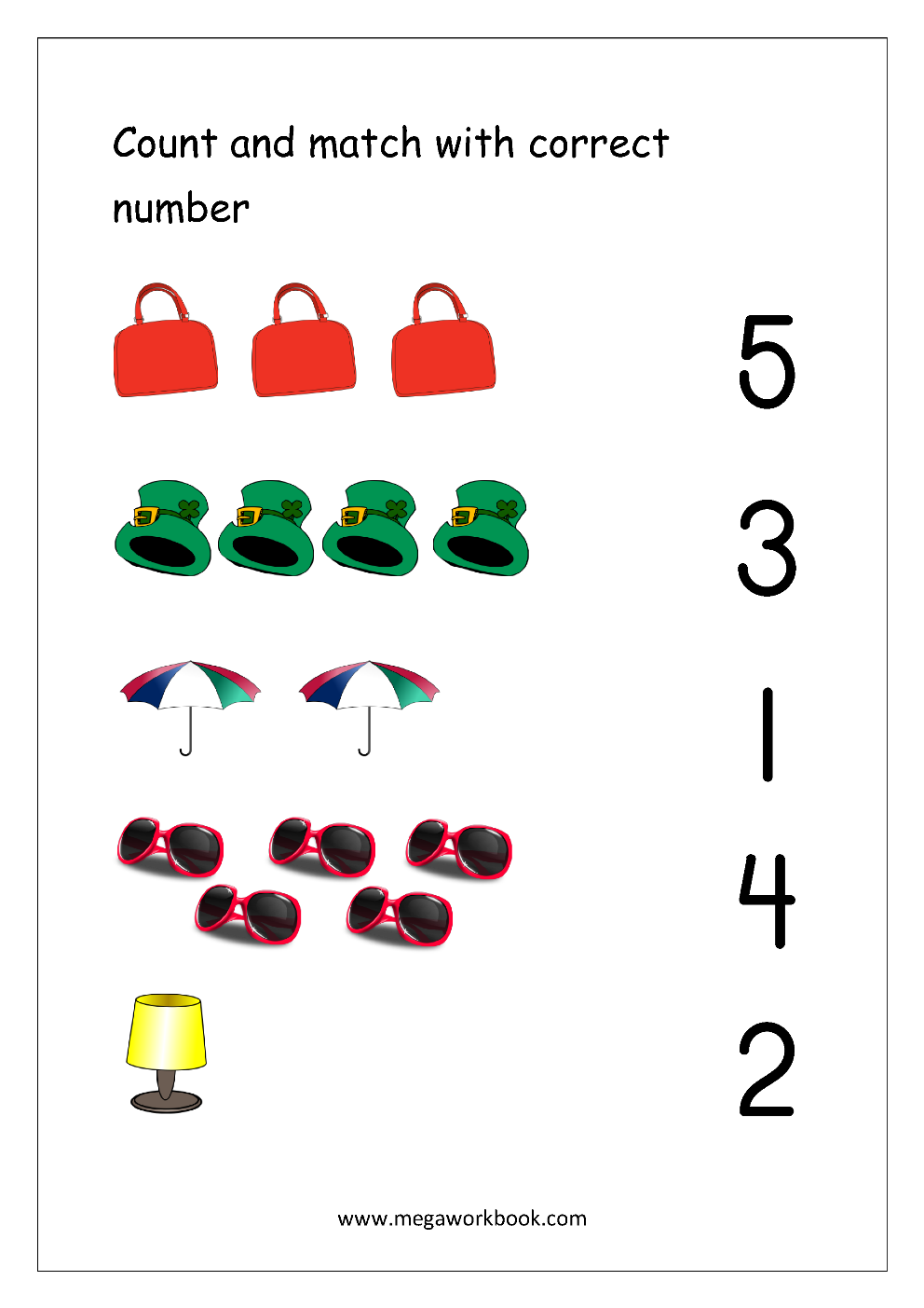 21 Math Kindergarten Worksheets 1-5