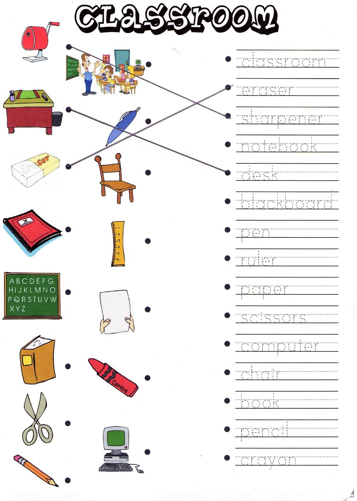 21 School Objects Worksheets For Kids Kindergarten