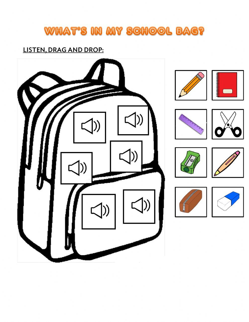 21 School Objects Worksheets For Kids Kindergarten