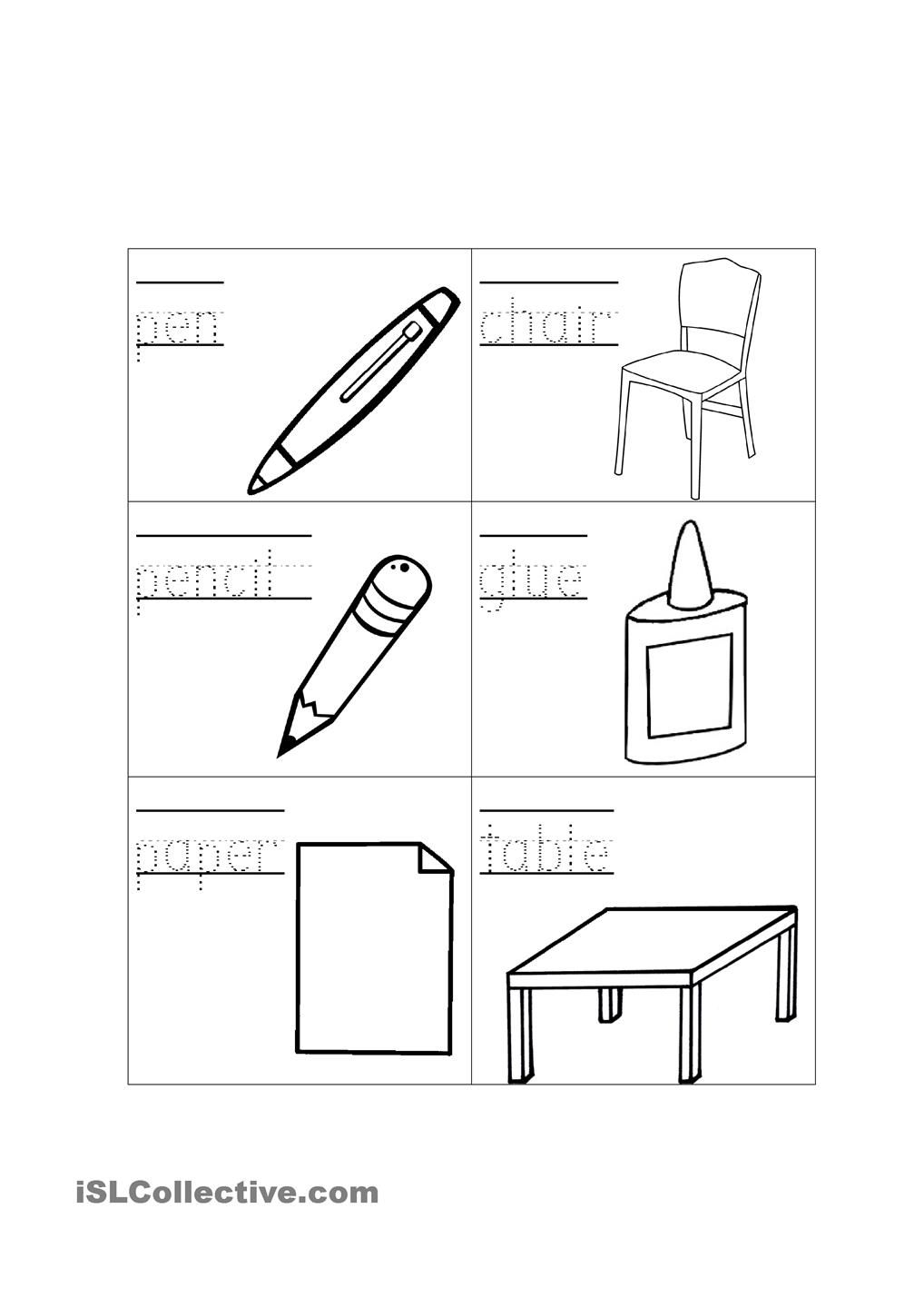 21 School Objects Worksheets For Kids Kindergarten