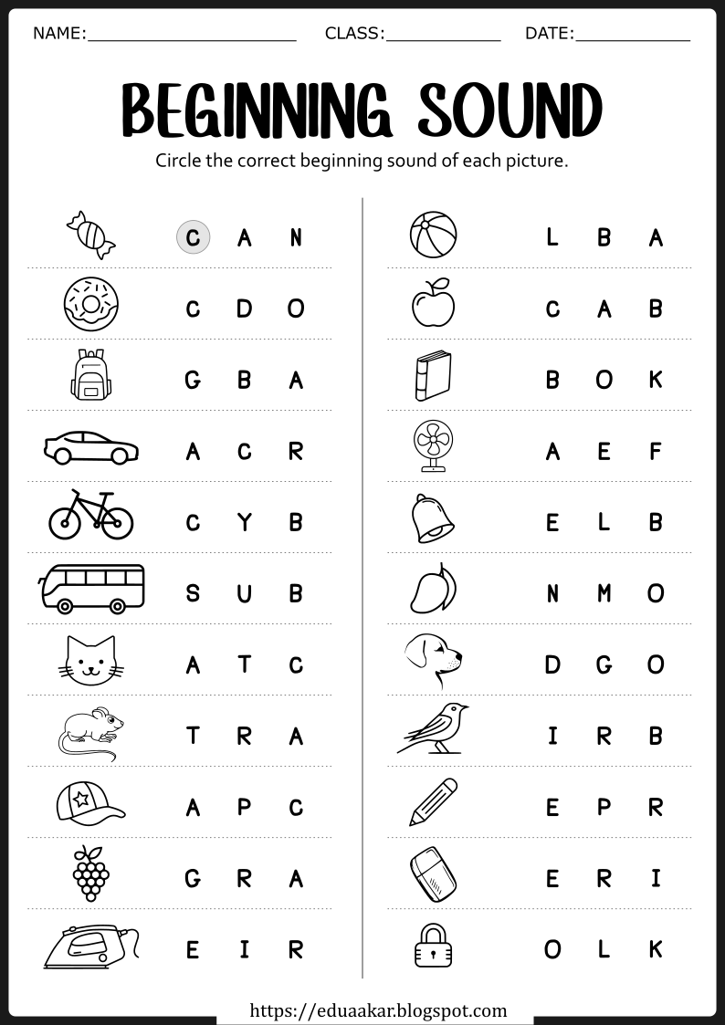 40 English worksheets for kindergarten