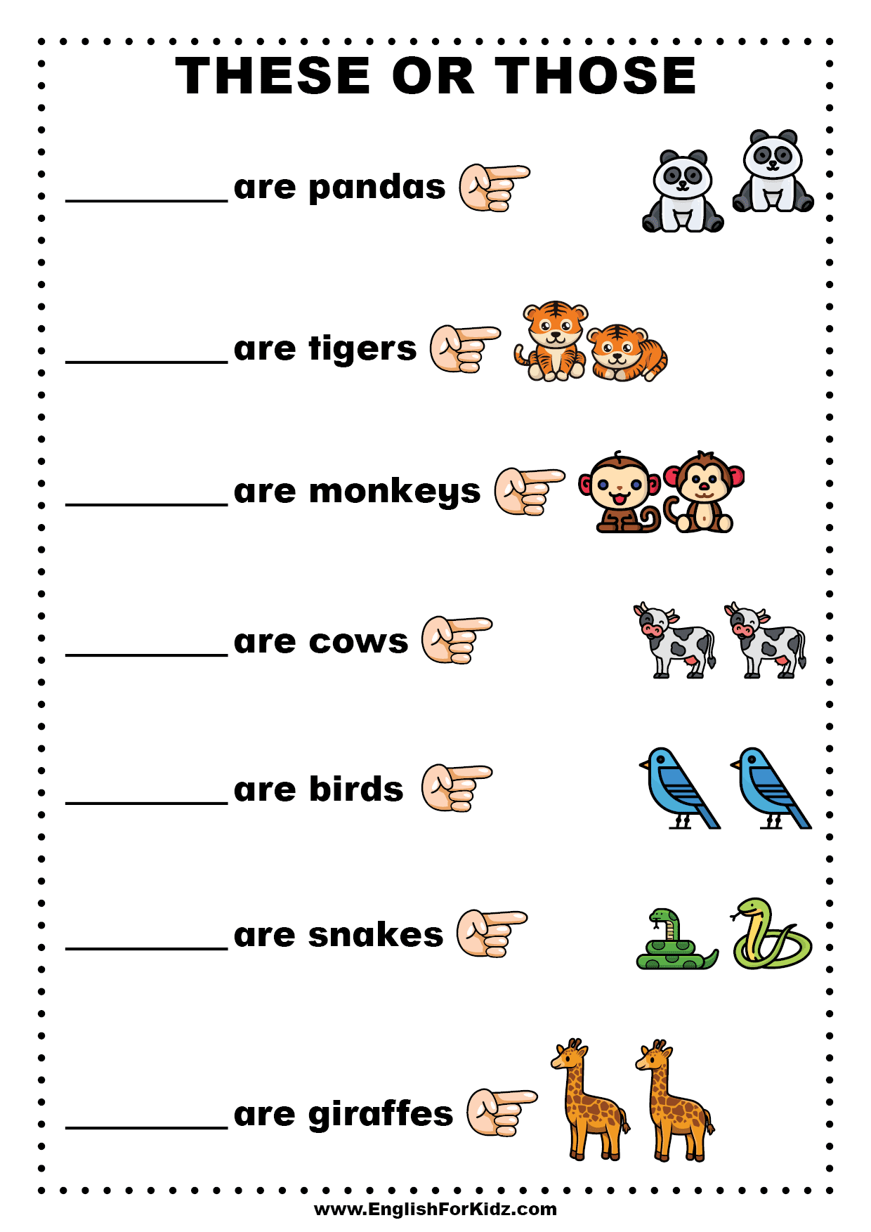 40 English worksheets for kindergarten