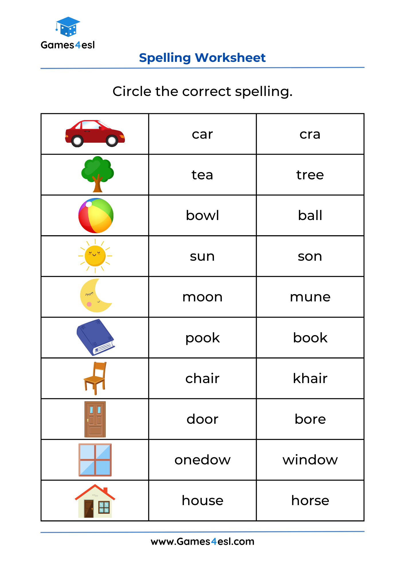 40 English worksheets for kindergarten