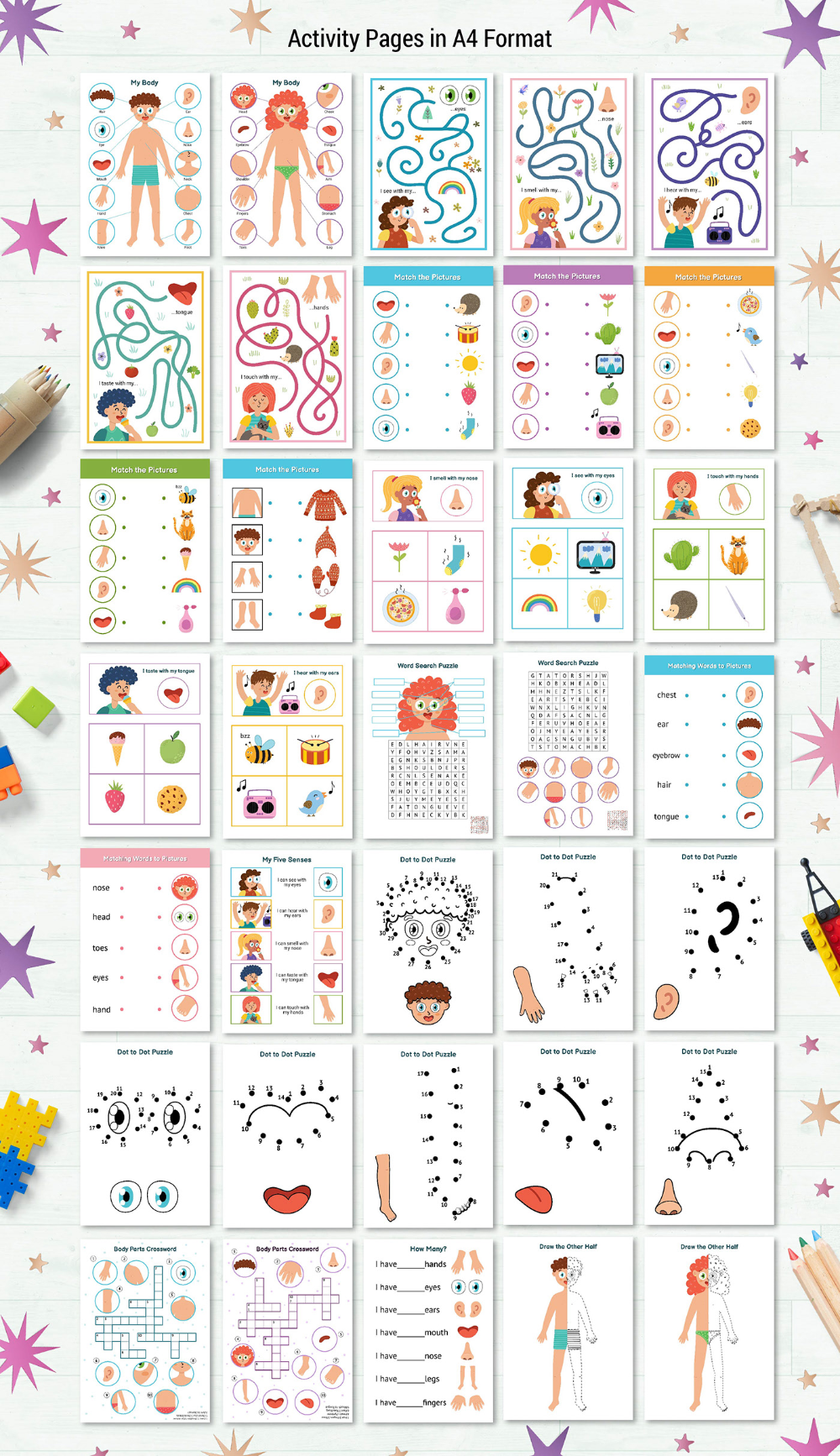 41 Body Parts for Kids Worksheets