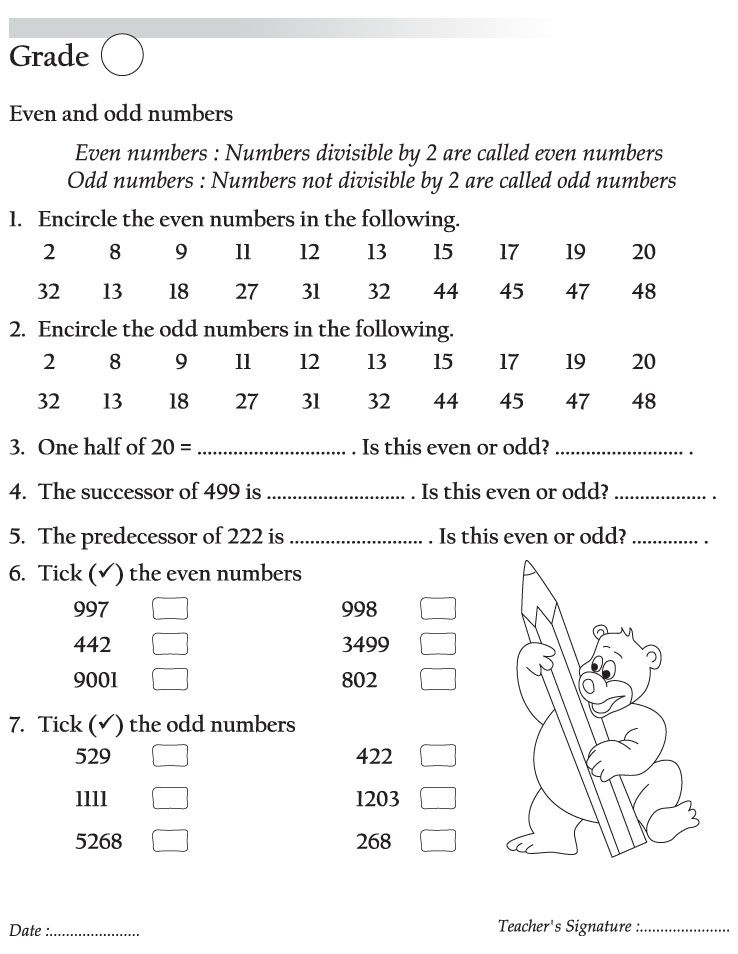 49 Odd and even numbers worksheets