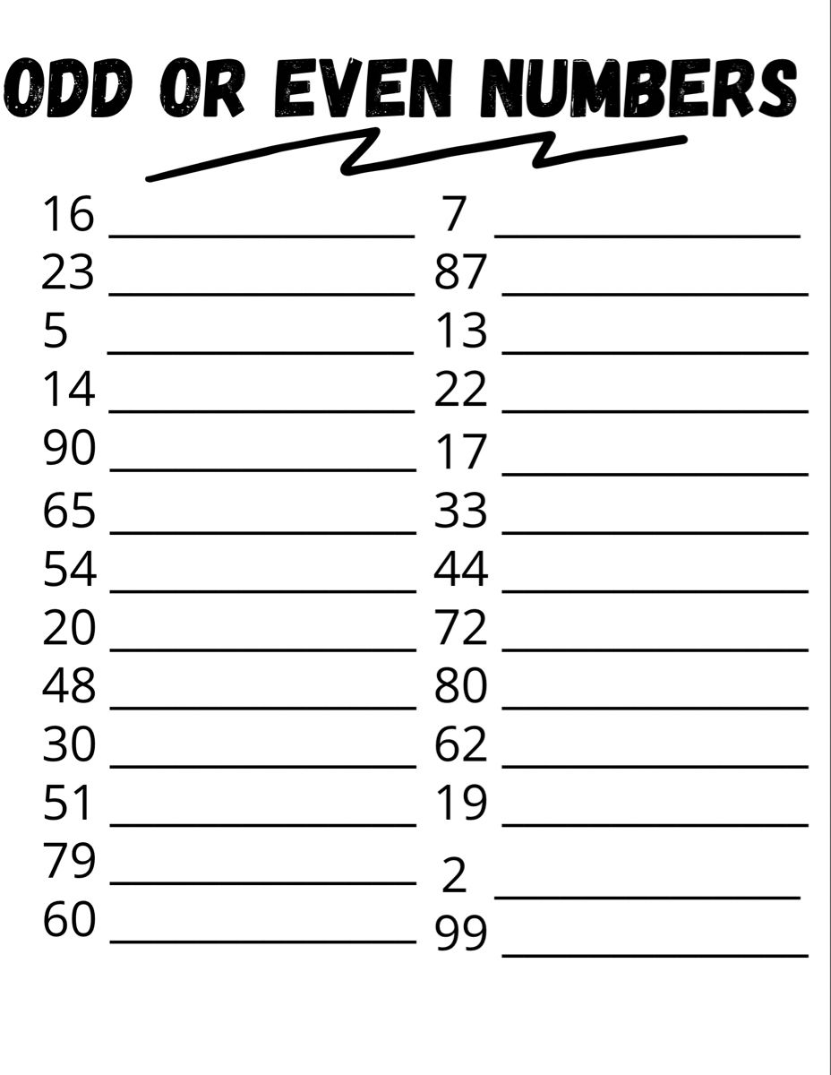 49 Odd and even numbers worksheets