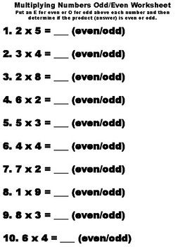 49 Odd and even numbers worksheets