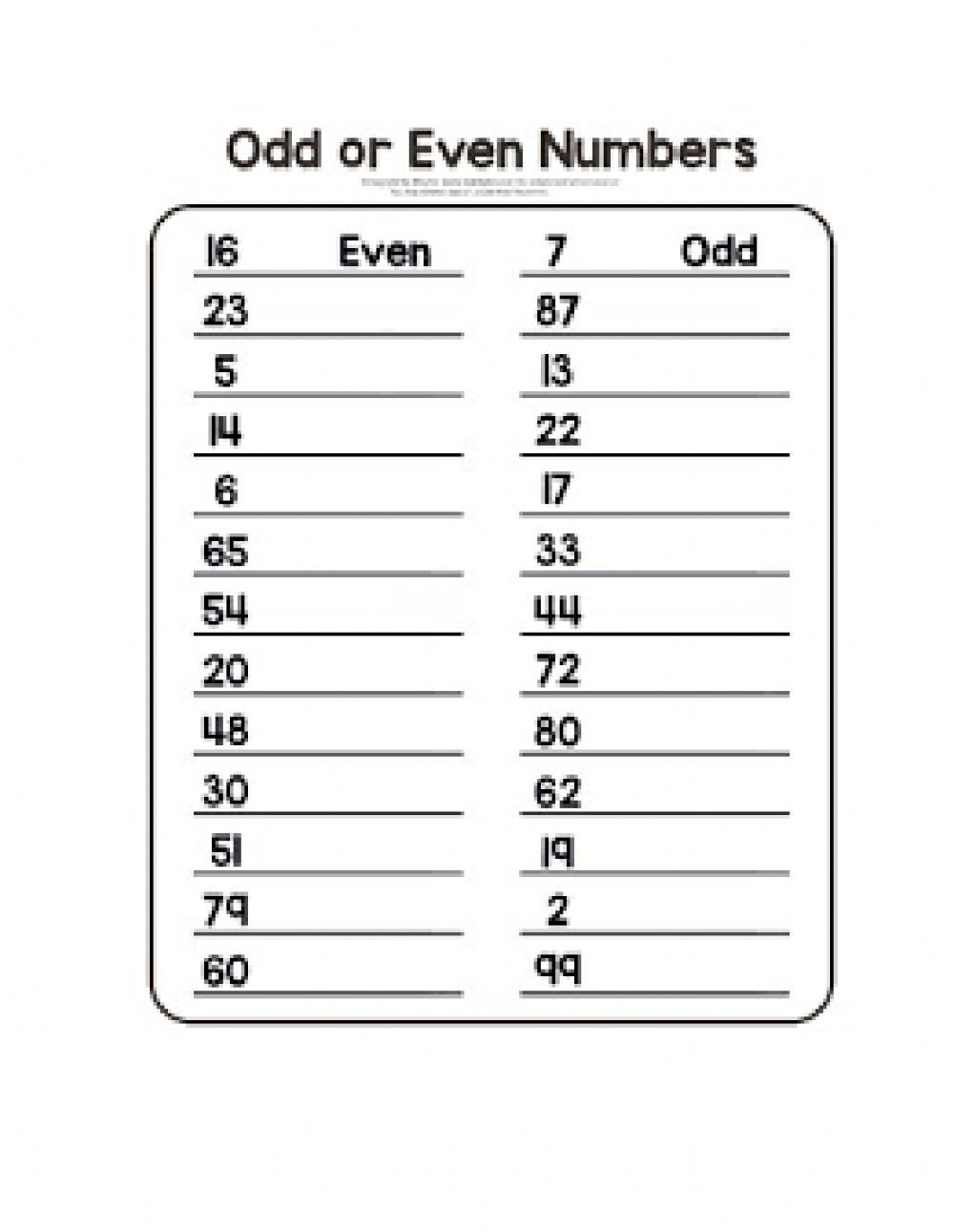 49 Odd and even numbers worksheets