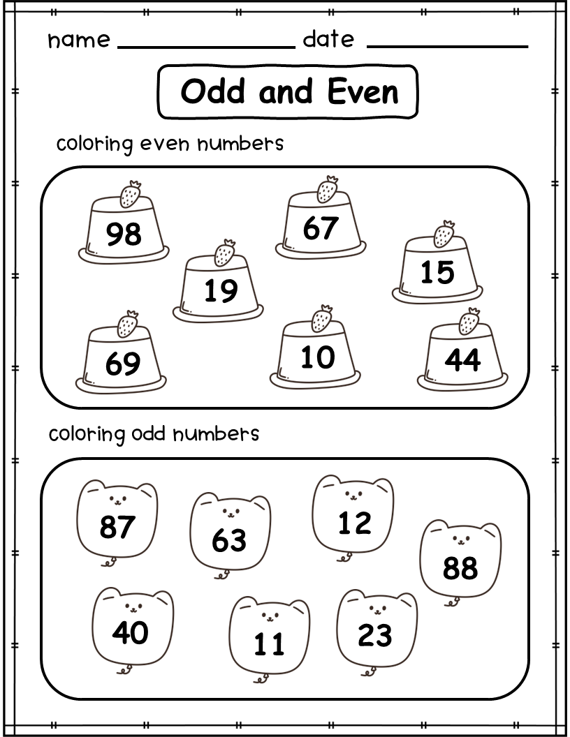 49 Odd and even numbers worksheets