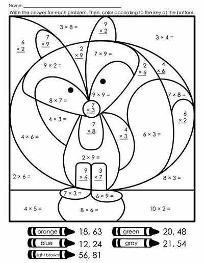 Basic Multiplication Coloring Worksheets