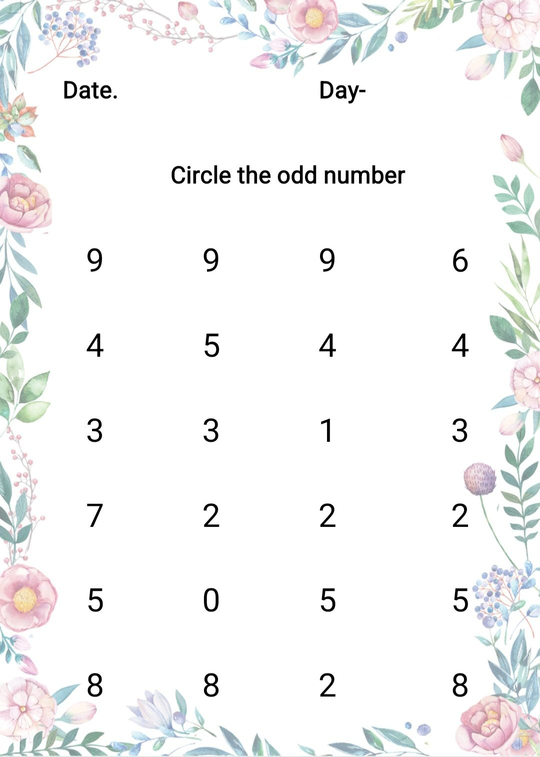 Circle the odd number