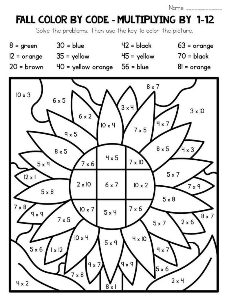 Color by number 3rd grade