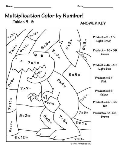 Color by Number Multiplication Worksheets PDF – Etsy