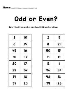 Even and odd numbers worksheets