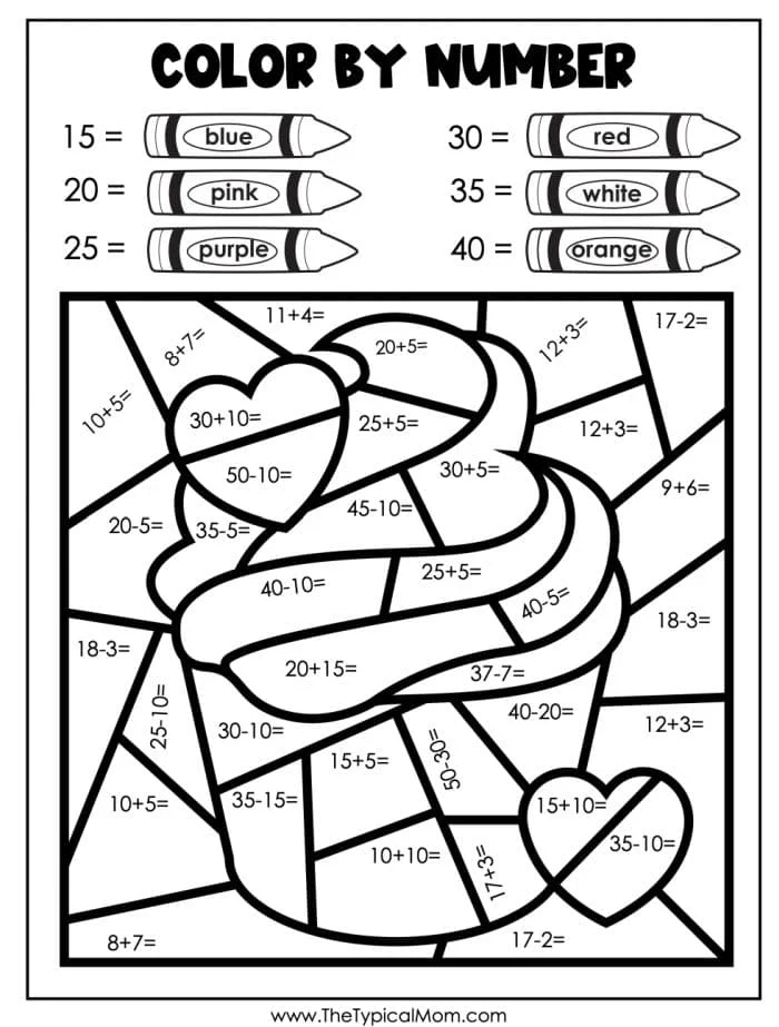 Free Valentines Day Color by Number Printables PDF