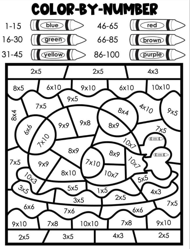 Multiplication Color by Number Coloring Pages – Free Printables Coloring Page