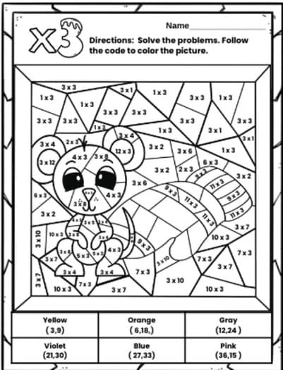 Multiplication Color by Number/Winter Theme-English & Spanish