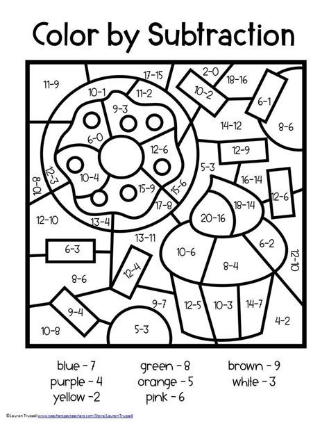 Subtraction Color By Number 6FB