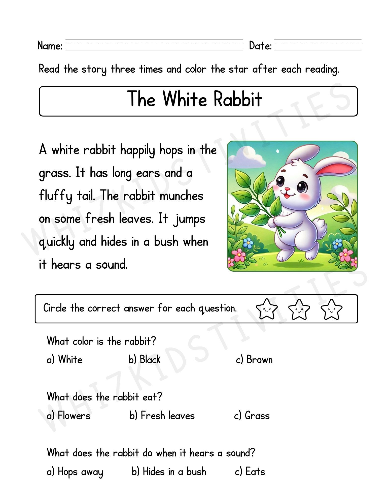 The White Rabbit: 30 Must-Have Reading Comprehension Printables for Kid