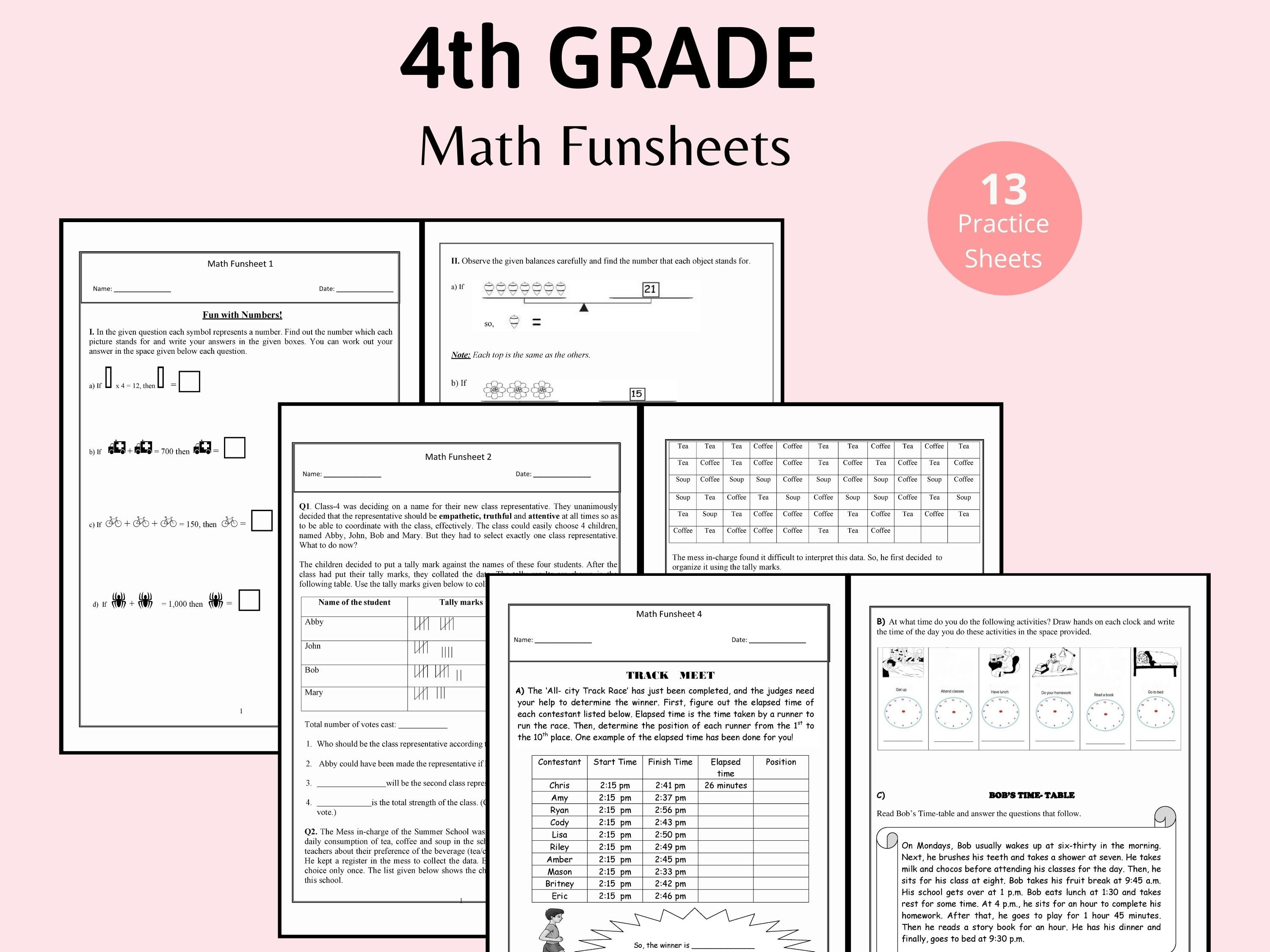 20 4th grade math worksheets