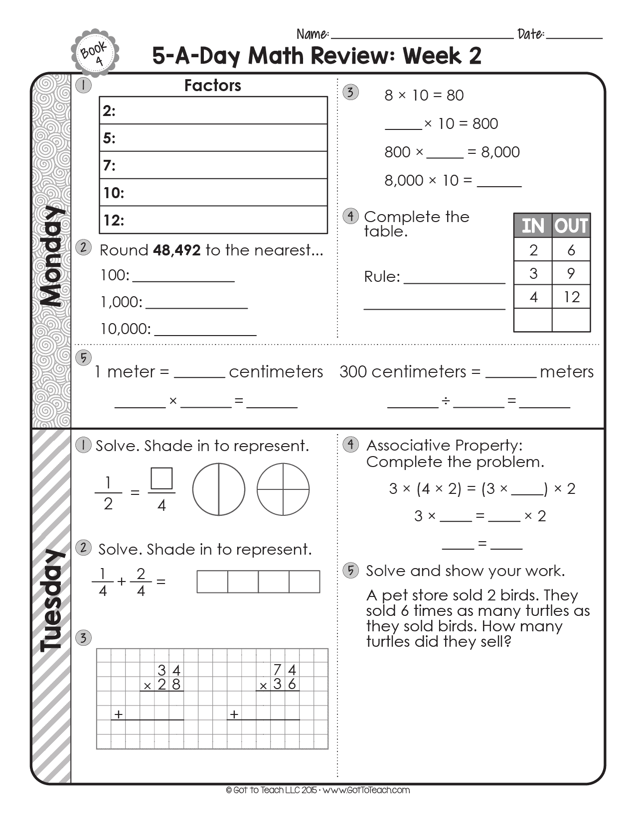 20 4th grade math worksheets