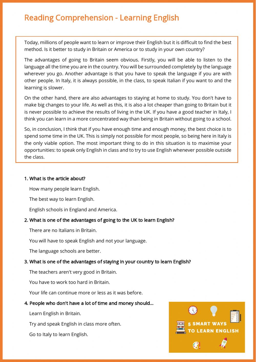 25 Reading Comprehension Worksheets