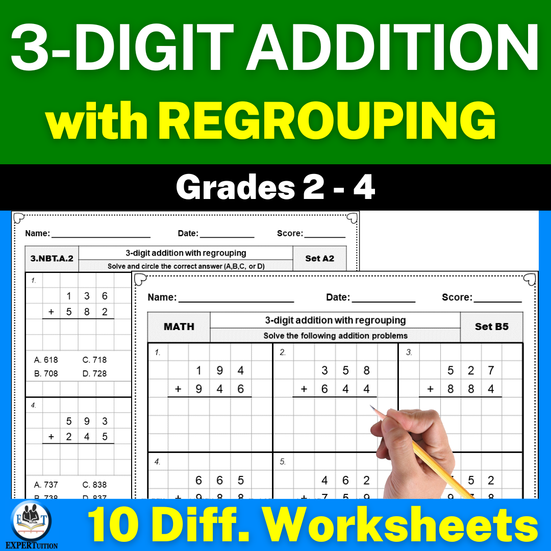 25 3Digit Addition With Regrouping Worksheets ExperTuition